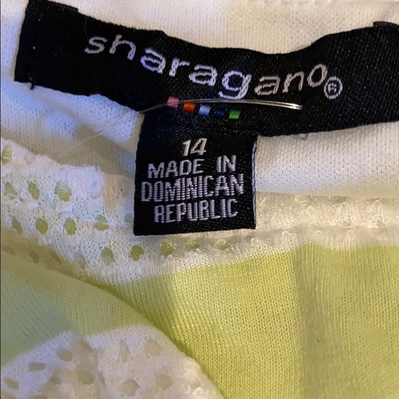 Sharagano Stretch Lime and white Pastel Color block Dress, 14 - Picture 2 of 6